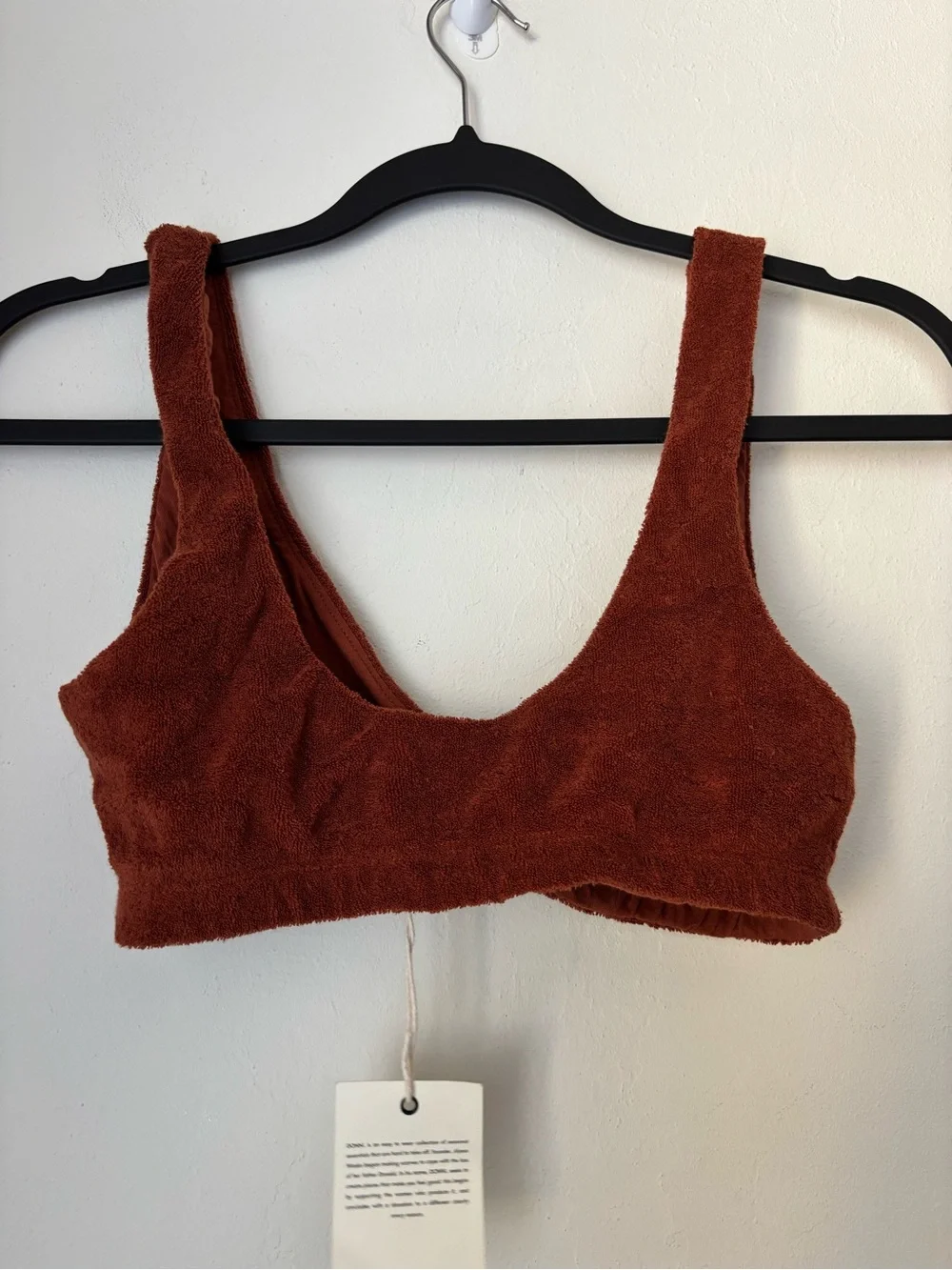 DONNI. Women's The Terry Bralette Size Small NEW Brown Cozy Loungewear Comfort
